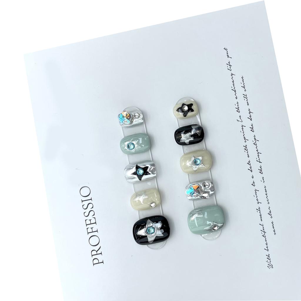 Press On Nails Handmade Gothic Short Artificial Nails Round False Nails DIY Decorations for Personalized Style