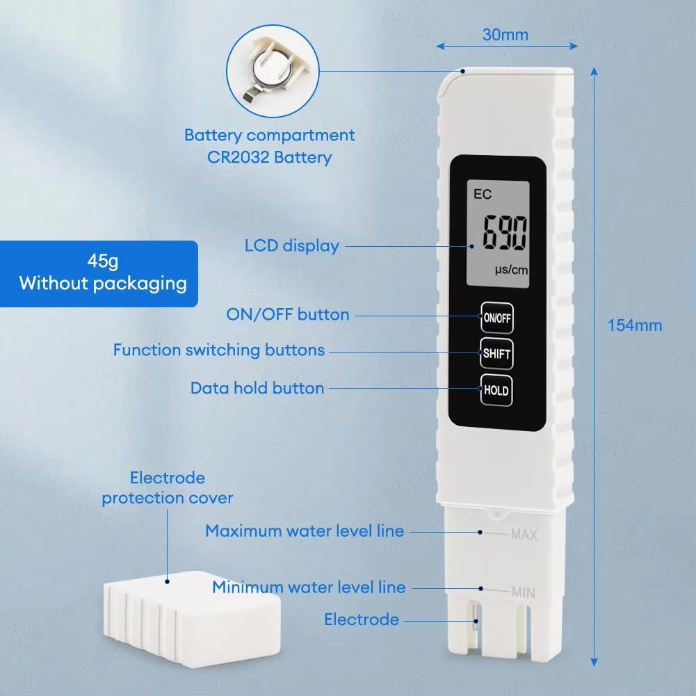 WanBang Portable Digital TDS/EC/TEMP Tester High Accuracy 4% 1 Year for Drinking Water Aquarium Use /ODM/OBM