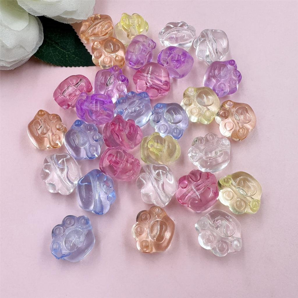 Home Party Supplies Jewelry Crystal Bear Paw Straight Gole Cartoon 30PCS/Bag Beaded Children's Bracelet DIY Transparent Pendant 18 * 17mm