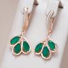Зеленые хрустальные серьги-капли с цветком для женщин, роскошные, цвета розового золота, с натуральным цирконом, аксессуары, винтажная бижутерия
