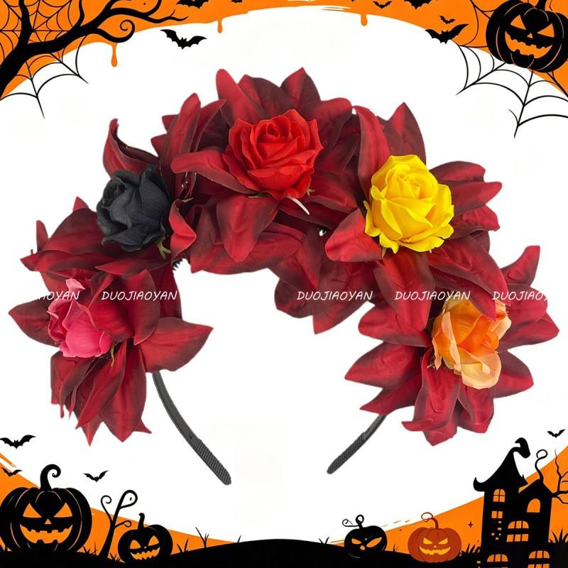 Halloween Flower Skull Headband Party Costume Hair Accessory Women