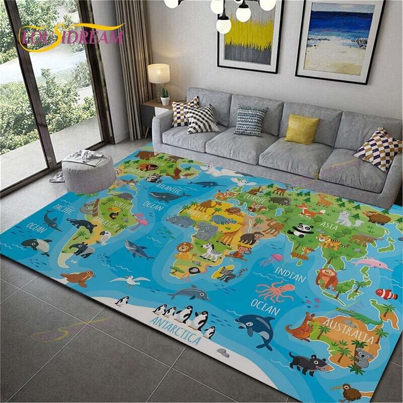 Карта мира Ковер Карта Коврики Домашний декор Мягкий фланелевый коврик для спальни Детские игры Ковры для ползания для гостиной Ковры для гостиной