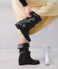 2Comm Belkin Cow Foldable Strap Decorated Boots_Black