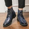 Трендовая кожаная обувь большого размера, индивидуальность, осенне-зимние мужские кожаные ботинки на шнуровке, ботильоны-оксфорды, D483