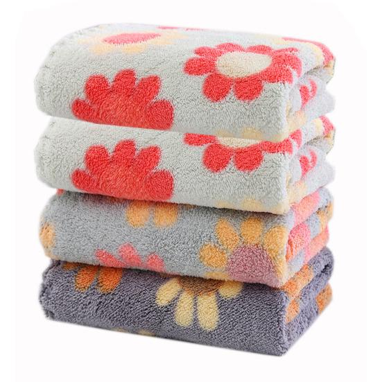4 шт. Полотенце для рук, не осыпающееся, коралловый флис, супер впитывающая ткань для чистки с солнечным рисунком, ежедневное использование