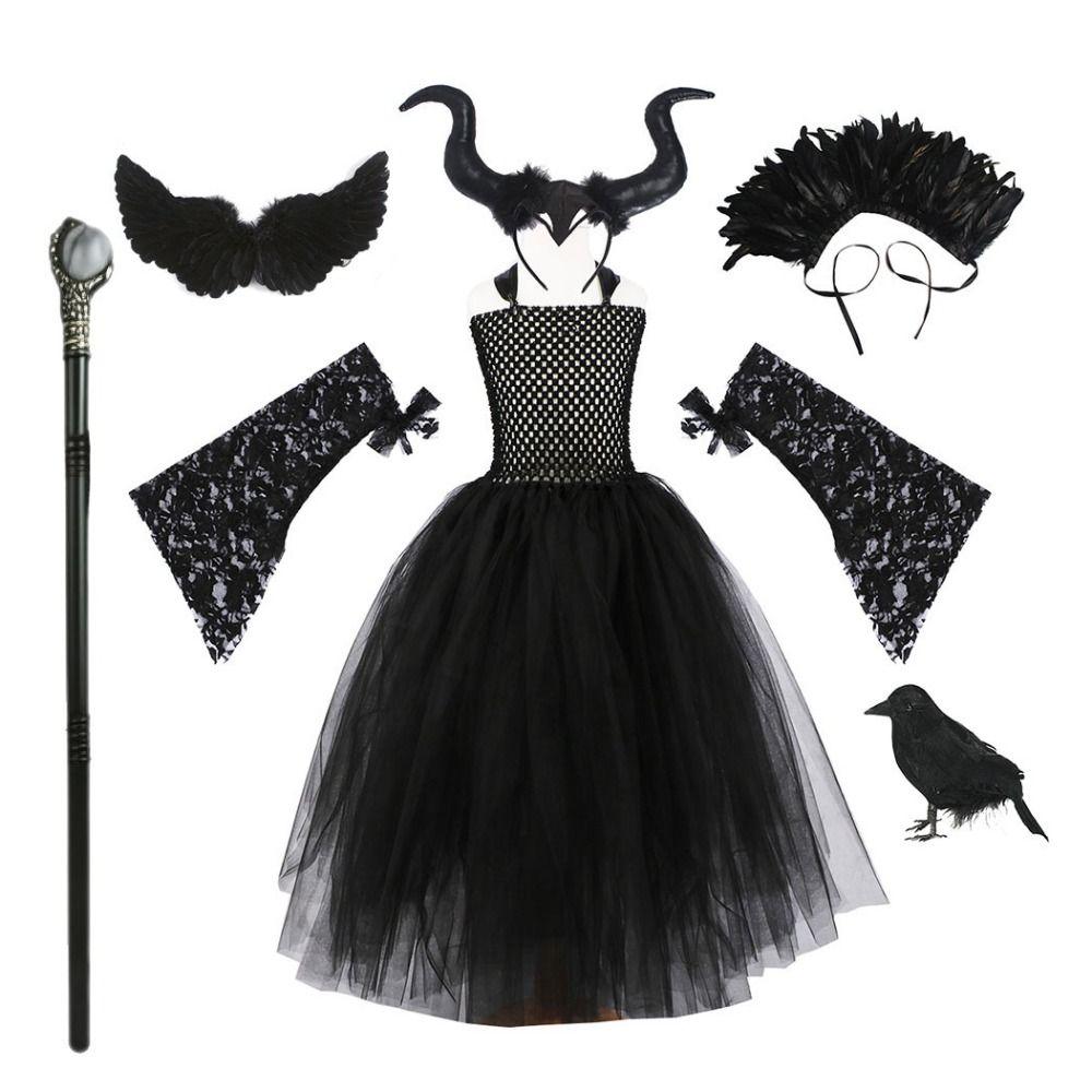 Black Mesh Halloween Costume Dress Wings Shawl Black Mesh Princess Dress Cosplay Event