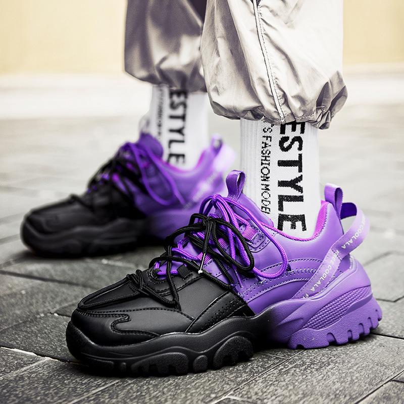 Ретро Harajuku Мужские повседневные кроссовки Уличные суперзвездные туфли Удобные кроссовки на платформе Мужские массивные туфли Дизайнерские мужские кроссовки