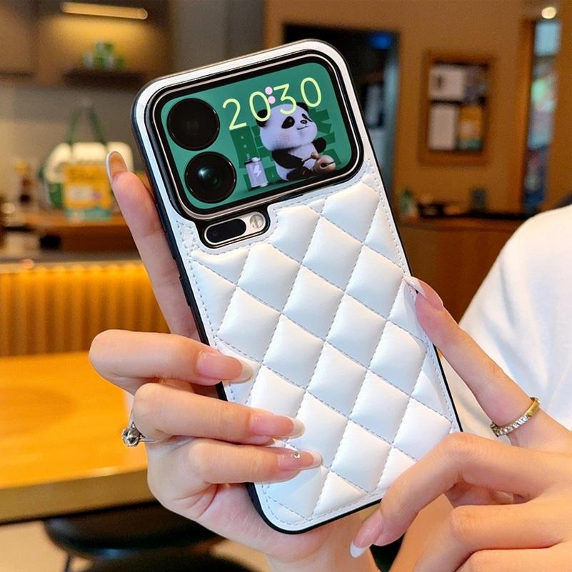 Three-dimensional puff check small fragrance style leather Case For Xiaomi 17 Pro Max Mi 17 Pro 15 Ultra 14 13 ultra Hard Cover