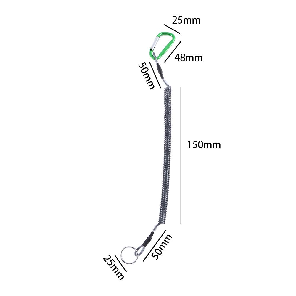 Outdoor Elastic Climbing Steel Wire Anti-lost Spring Rope Carabiner Lanyard Fishing String