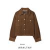 Araltay New Arrival Fashion Style Women's Clothing Fashion Corduroy Large Profile Long Sleeves Lapel Pocket Coat 129746