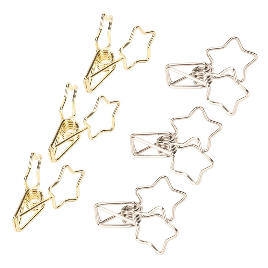 100 шт. милые зажимы в форме звезды из мультфильма золотисто-серебряные зажимы для бумаги для дома, школы, офиса, файлов