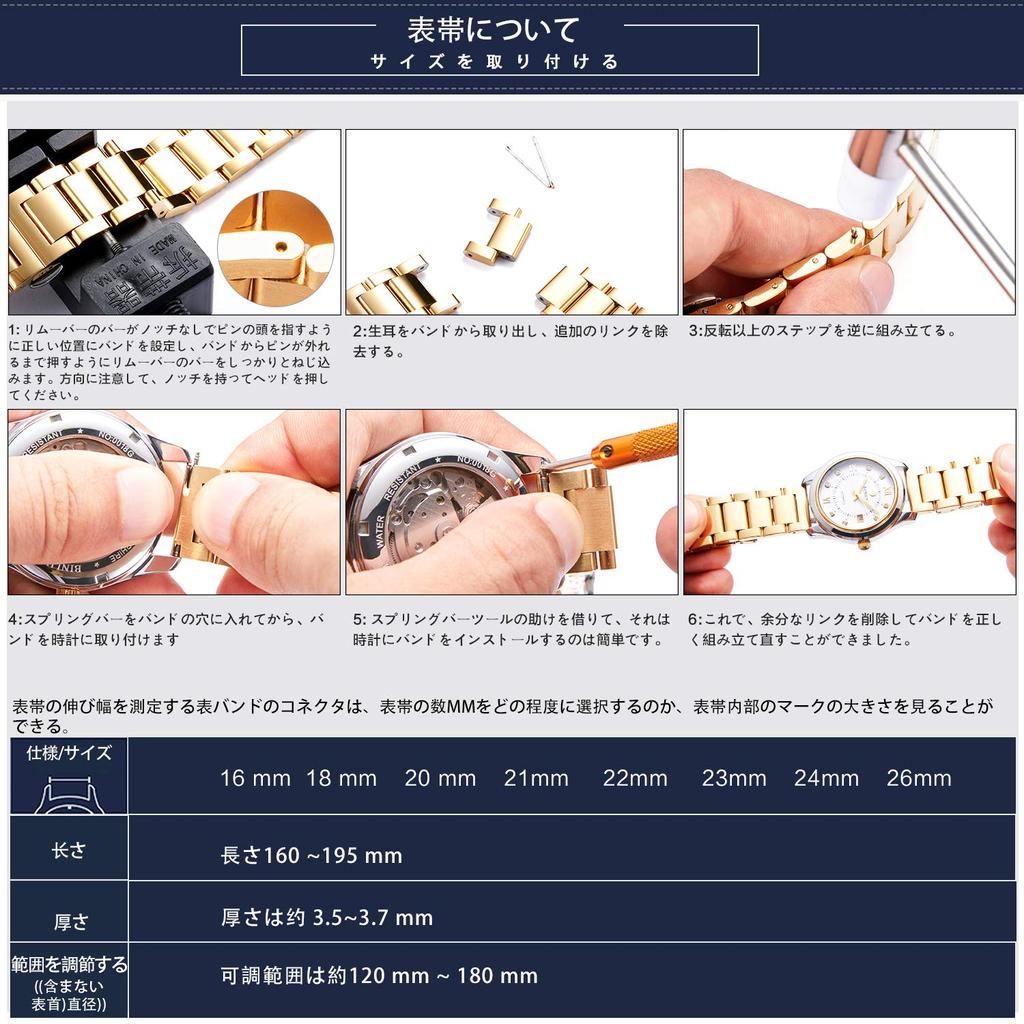 BINLUN Watch Band Stainless Steel Band Replacement Strap Polished Matte Brushed Solid Strap Silver and (Polished Black, 16mm)