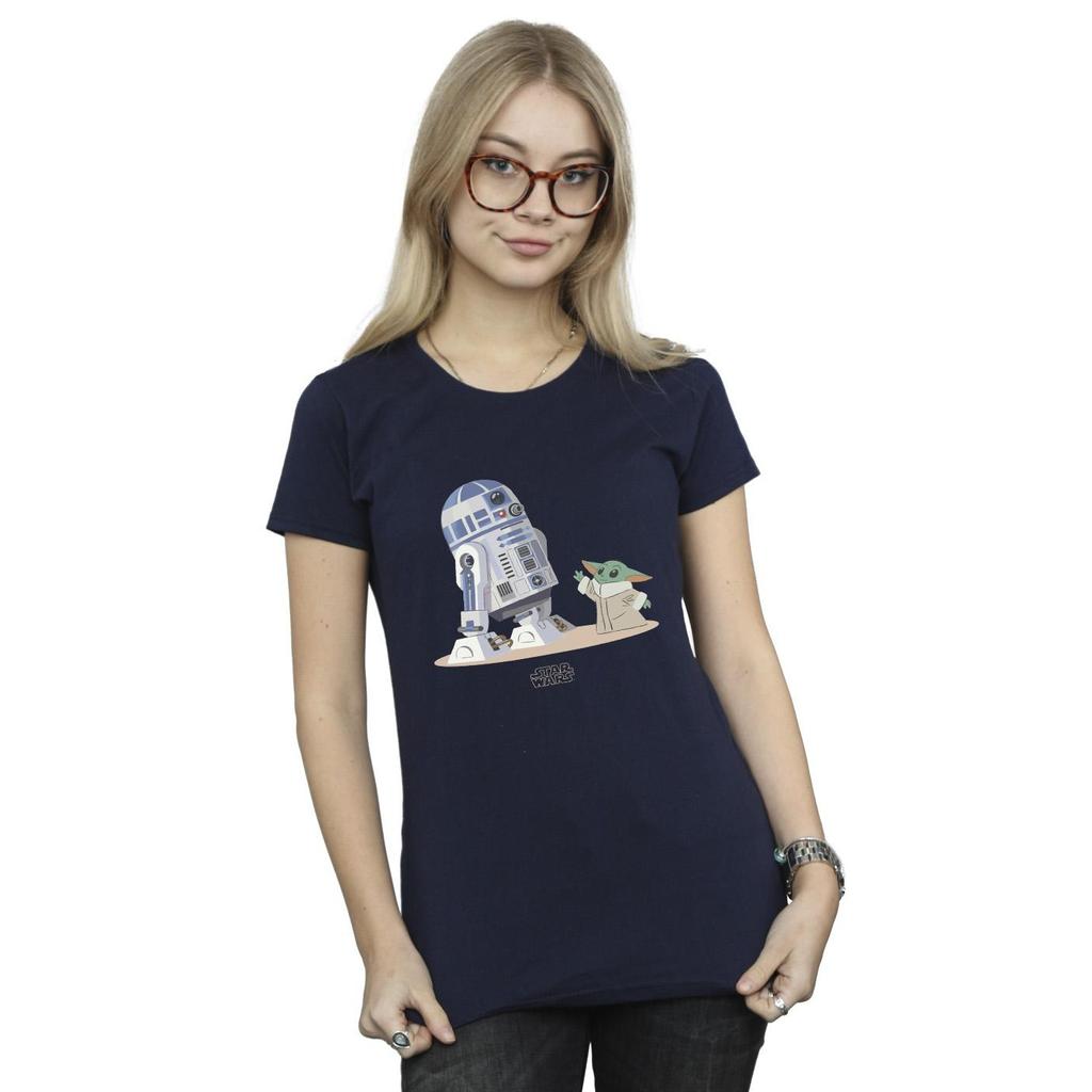 Star Wars Womens/Ladies The Mandalorian R2D2 And Grogu Cotton T-Shirt