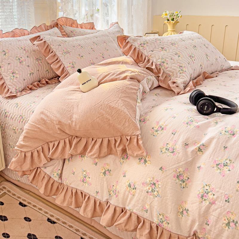 Mei Yun Ge Yun Gan Jacquard Double layer Yarn Bed Cover Han Edition Four piece Set