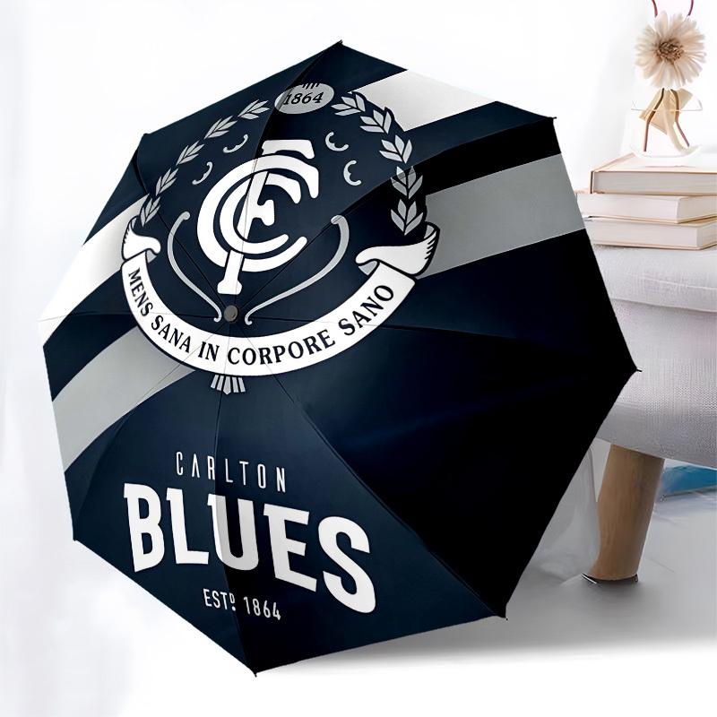 Carlton Blues, AFL Team Automatic Opening and Closing, 8 rib Structure Portable Umbrella, Suitable for Men and Women in All Seasons Perfect