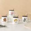 Мультяшная керамическая чашка Ins Wind Кружка с крышкой Джентльменская чашка Подарочная чашка для воды Большая емкость для девочек Чашка с ложкой