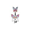 Gatte Pink Butterfly Heart Rhinestone Zircon Rabbit Double Belly Button Ring