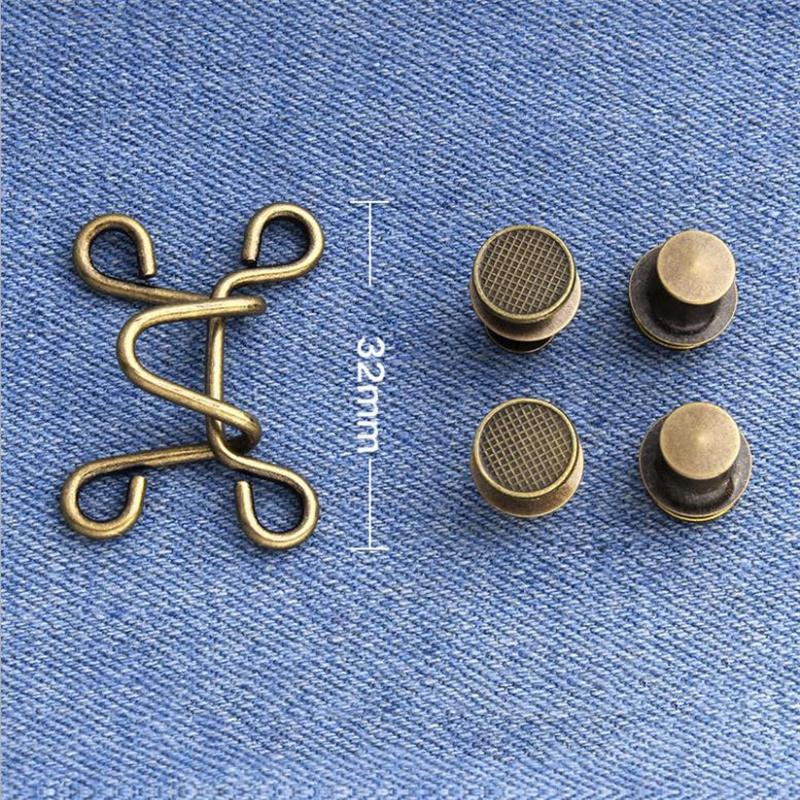 5 Sets Detachable Metal Jean Snap Buttons Adjustable Waist Tightener Buckle Pins DIY Sewing-free Pants Clothing Button Clips