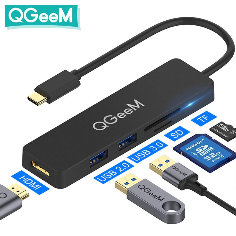 QGeeM USB C Hub для Macbook Pro Type C Hub to HDMI USB 3.0 TF SD Multi USB 3.1 Hub Адаптер для iPad Pro OTG Splitter USB C Dock