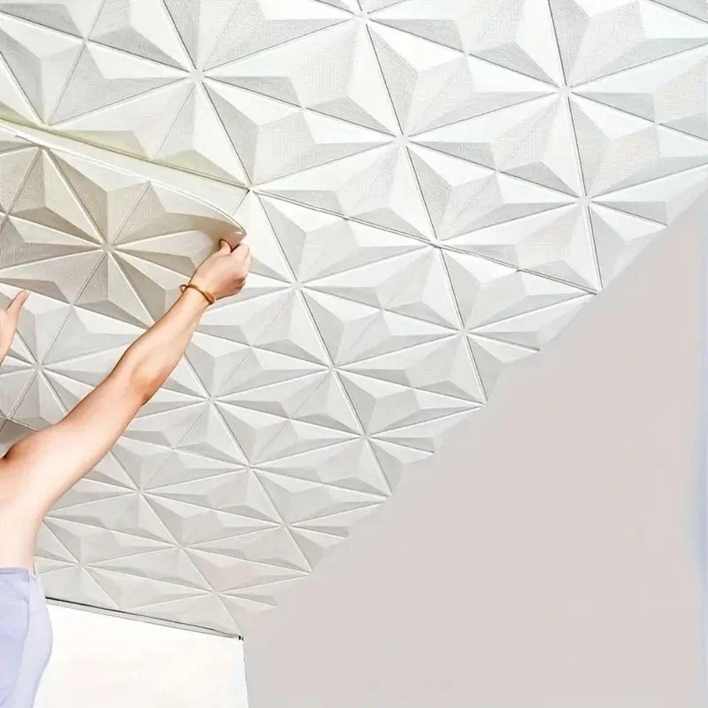 Белая 3D стеновая панель Пенокирпич Фоновые обои Потолок ванной комнаты