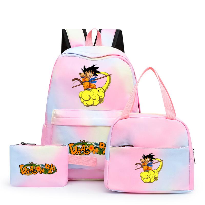 3 шт./компл., разноцветный рюкзак Dragon Ball с сумкой для обеда для женщин, студенческий рюкзак для подростков, повседневные школьные сумки, наборы