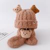 Children's Warm Bear Scarf Knitted Hat Autumn/Winter Girls' Two-piece Set with Fleece Hat