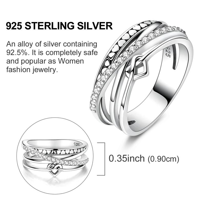 Original 925 Silver Shine Zircon Wedding Ring Simple Ring for Women Love Fashion Stackable Rings Popular Anniversary Jewelry