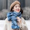 Autumn and Winter New Imitation Cashmere Scarf Women's Solid Color Versatile Fringed Ball Velvet Thickened Warm Scarf