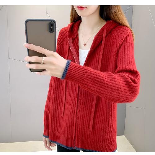 Свитер с капюшоном, верхняя одежда, женский кардиган, весенне-осенний свитер, новый трикотаж с длинными рукавами, темпераментный короткий свитер, женский топ