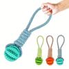Interactive Dog Toys Balls with Treat Rope and Rubber for Small Medium Dogs, Bite Resistant, Pet Tooth Cleaning