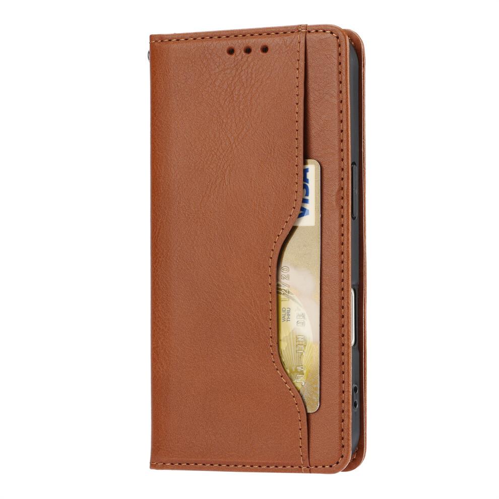 (iPhone 17, Light Brown) For iPhone 17 Cell Phone Case Magnetic Closing PU Leather Stand Cover