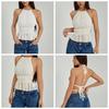 Pleated Chiffon Vest Tops Sleeveless Women's Crop Top Fashion Lace-up Camisole  Club
