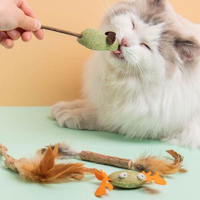 Кошачья мята, жевательная игрушка для кошек, удаляющая волосяной шарик, молярный стержень, мышь, куриное перо, съедобная игрушка для кошек, чистка зубов, игрушки для домашних животных