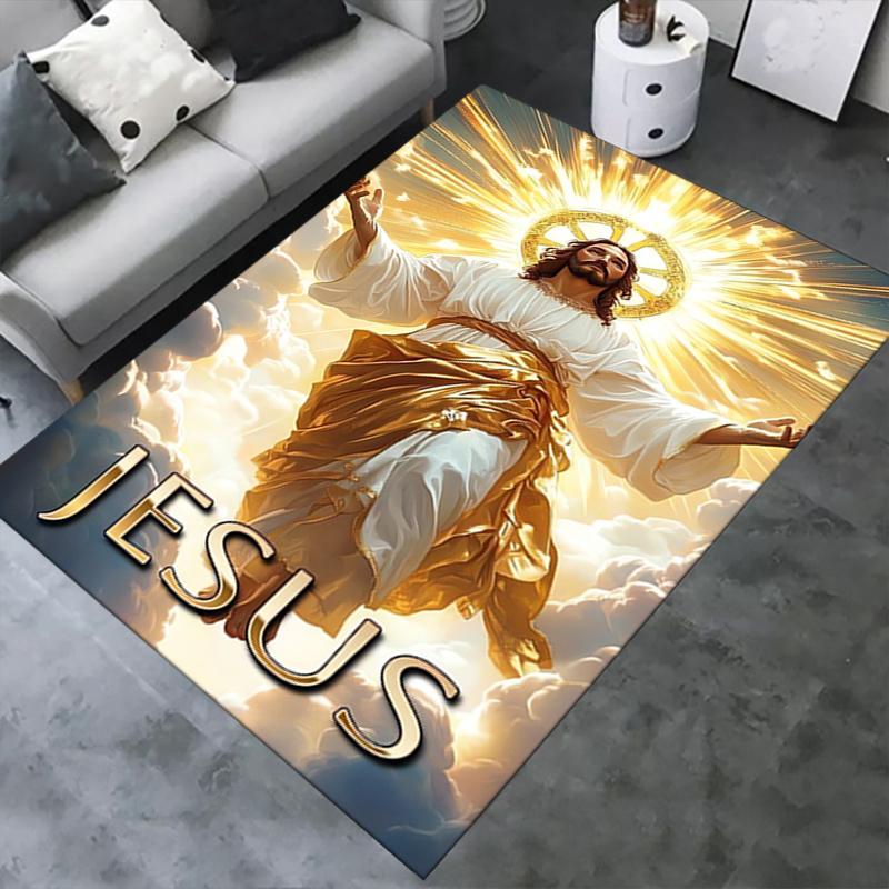 1pc Jesus Christ,Divine Light,Heavenly Ascension Office Carpet Soft Polyester Entrance Carpet Washab