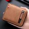 Trendy Men's Short Leather Wallet Large Capacity 3 Fold Zipper Retro Purse Card Holder Money Clip Document Holder