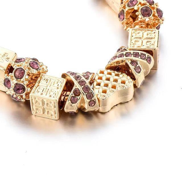 Новый браслет из бисера из сплава «сделай сам» с большим отверстием, золотой браслет из бисера с ювелирным браслетом с бриллиантами