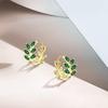 Бесплатные серьги-птички изумруд для женщин Покрытие из 18-каратного золота Гипоаллергенные серьги-кольца Золото Популярные серьги с камнем мая кольцо лист откидные Подарок на день