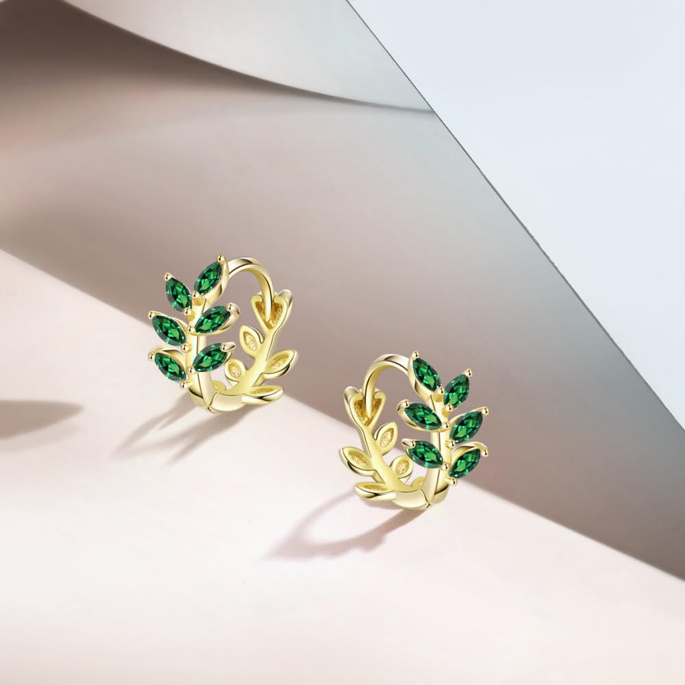 Бесплатные серьги-птички изумруд для женщин Покрытие из 18-каратного золота Гипоаллергенные серьги-кольца Золото Популярные серьги с камнем мая кольцо лист откидные Подарок на день