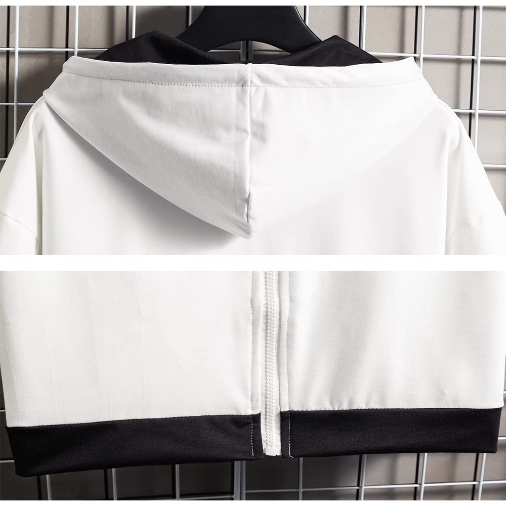 Summer Short Loose Large Zip Big Layered [foveitaa] Men's Clothes, Hoodie, T-shirt, Sleeve, 5/8 Sleeve, Fit, Stylish, Size, Up, Simple, Fashionable,