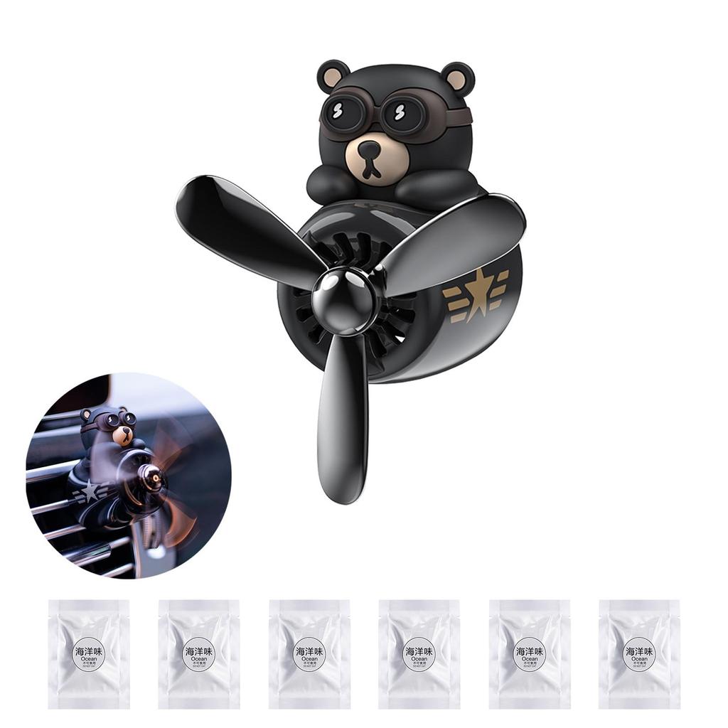 Black Bear Car Air Fresheners Black Bear Pilot Car Diffuser Cute Animal Car Perfume Funny Bear Car Fragrance Cartoon Bear Car Vent Clip