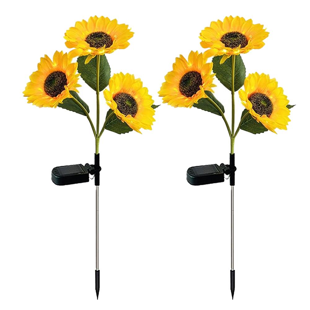Уличный солнечный имитационный подсолнух, 1/3 головки, водонепроницаемый газонный светильник, ландшафтный светильник для домашнего декора, сада, двора, цветочного освещения