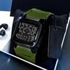 Квадратные Спортивные Электронные Часы Стиль Жизни Мужские Водонепроницаемые Часы Светящийся Многофункциональный Браслет
