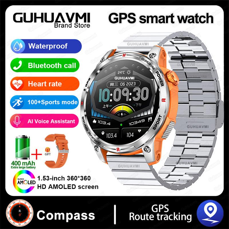 Новые умные часы для активного отдыха GPS-компас AMOLED-экран Водонепроницаемые для плавания Bluetooth-звонки Умные часы для мужчин и женщин