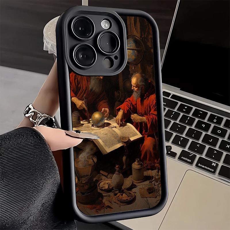 Чехол для телефона iPhone 17 Air 16E 15 16 Pro Max Ренессансная Эстетика Художественная Картина Чехол 14 Plus 13 12 Mini Мягкий Силиконовый