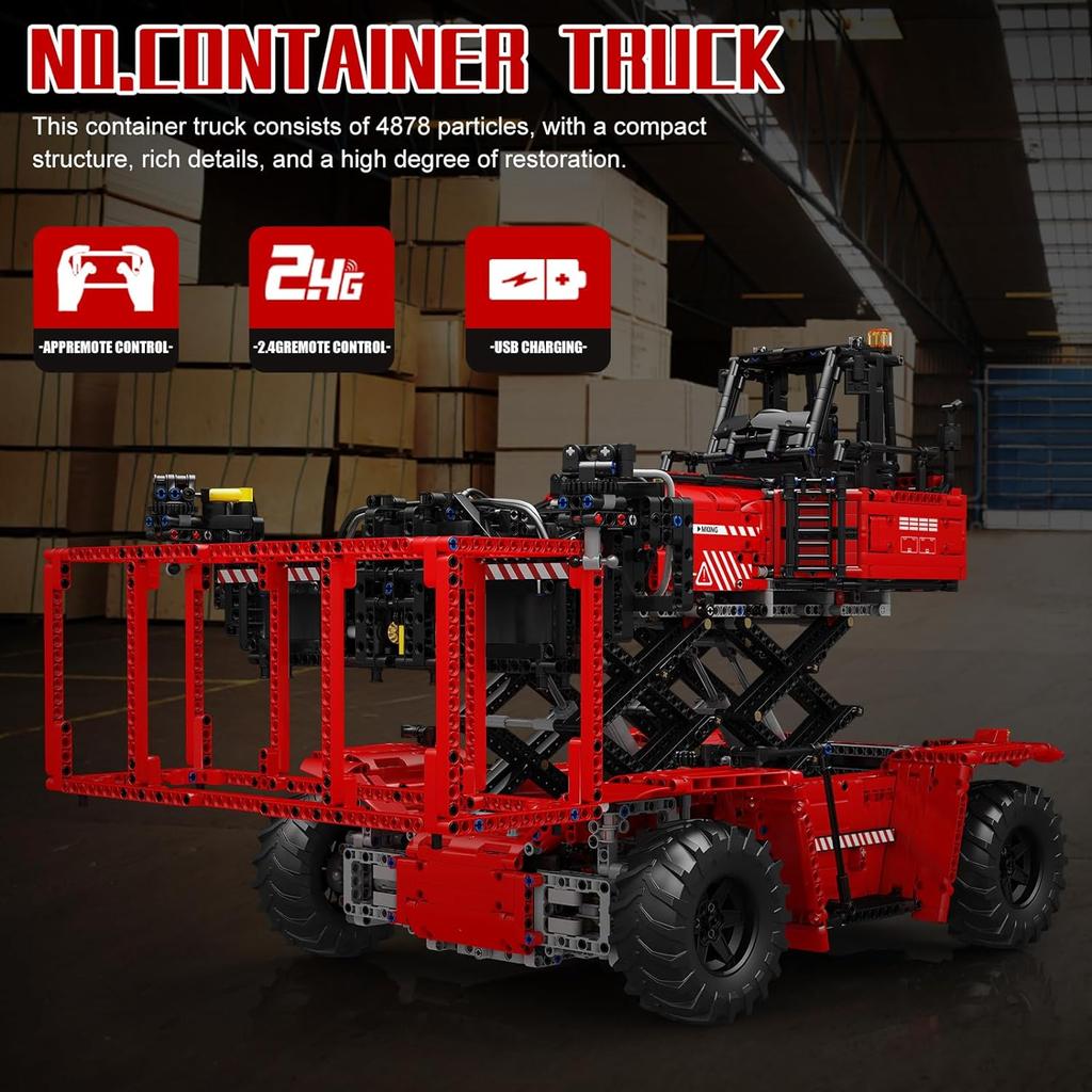 MOULD KING 17029/17030 Набор моделей для сборки контейнеровоза с ножницами Технический радиоуправляемый автомобиль для взрослых Для детей Подарок на день рождения