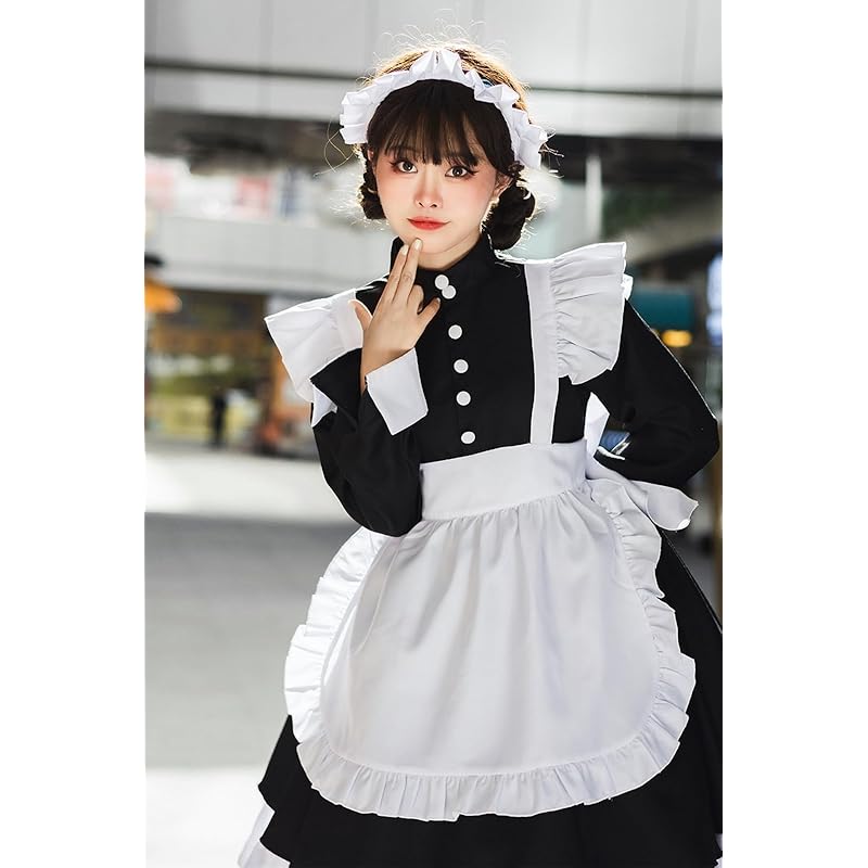 [Nestkanina] горничная одежда костюм горничной кафе косплей милый маскировка костюм цельный лолита лолита длинный рукав униформа культурный фестиваль школа