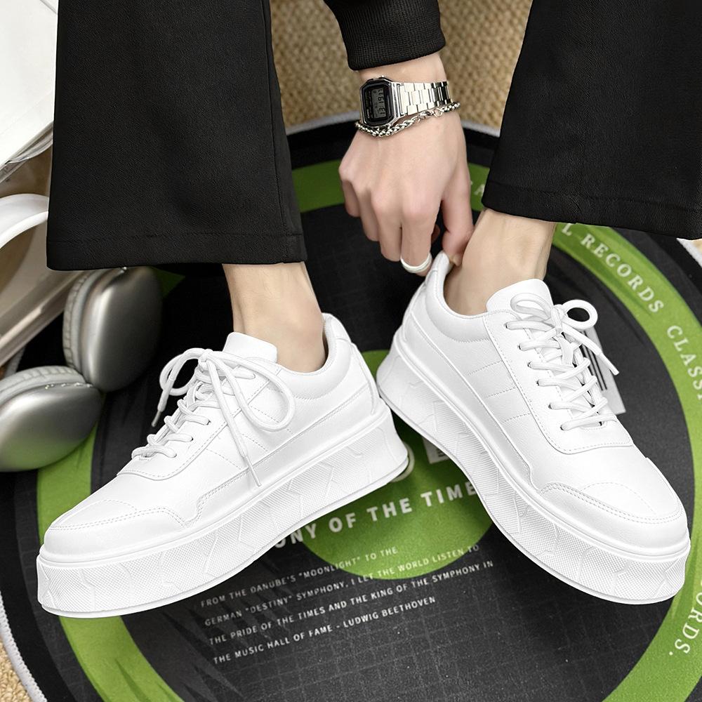 Fashion Men's Platform Skate Shoes Breathable Lace-Up Sneakers Comfort-Fit Design Spring-Summer Casual Footwear Urban Style Thick Sole