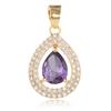 [R3486] - Gold Plated Pendant 'Sissi' Purple White Golden - 18x15 Mm