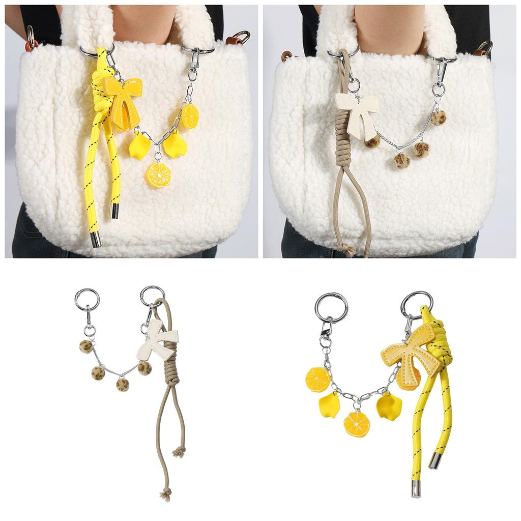 Милая цепочка для сумки с бантиком, эстетичные помпоны, кисточки, подвеска-шарм для сумки через плечо, рюкзака и кошелька для украшения