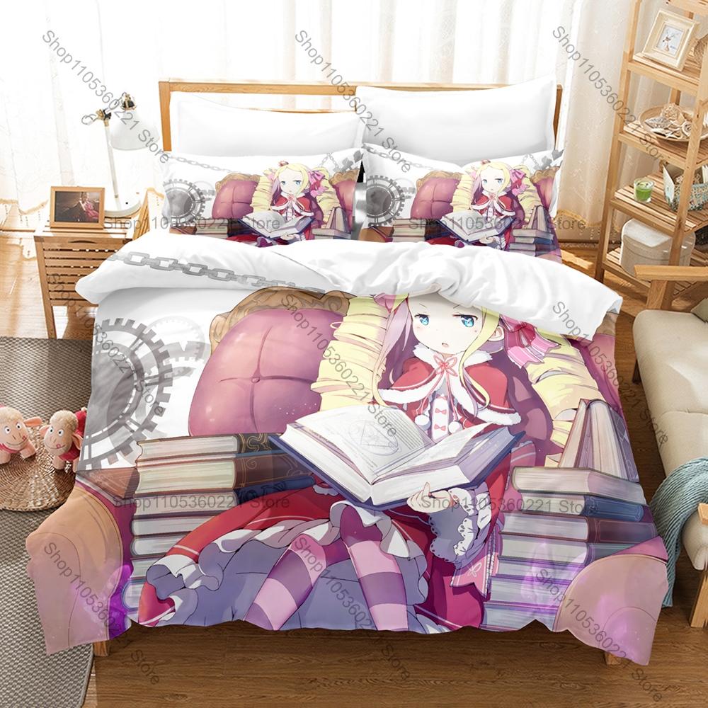 Cute Beatrice Re:ZERO Kpop Bedding Set 3D Printed Duvet Cover Set Single Twin Full Queen King Size Bed Linen For Fans Gift